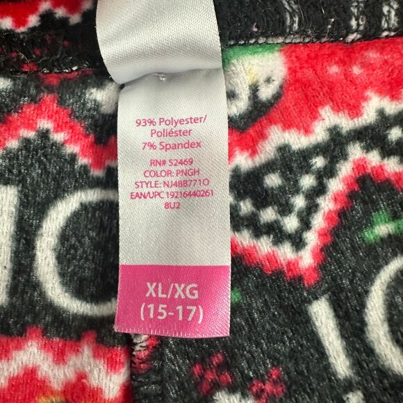 No Boundaries XL Red Black Penguin Ho Ho Ho Pattern Christmas Leggings - Picture 4 of 5